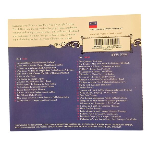 The Voice Of France 2-CD Featuring Renée Fleming Placido Domingo bmg 37532cd - Picture 2 of 2